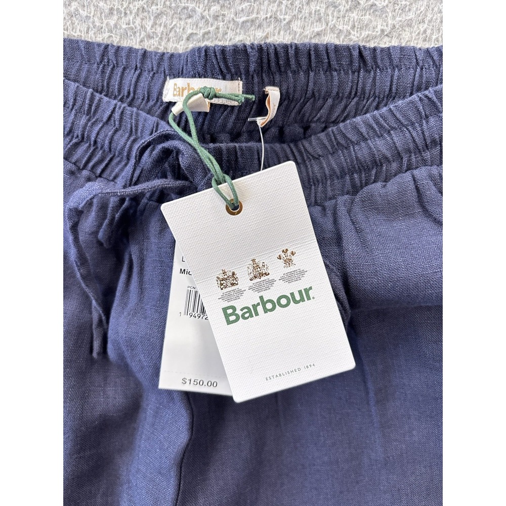 BARBOUR Cherbury Trousers Womens 10 Midnight Dark Blue Linen Elastic Waist NWT - Picture 5 of 13